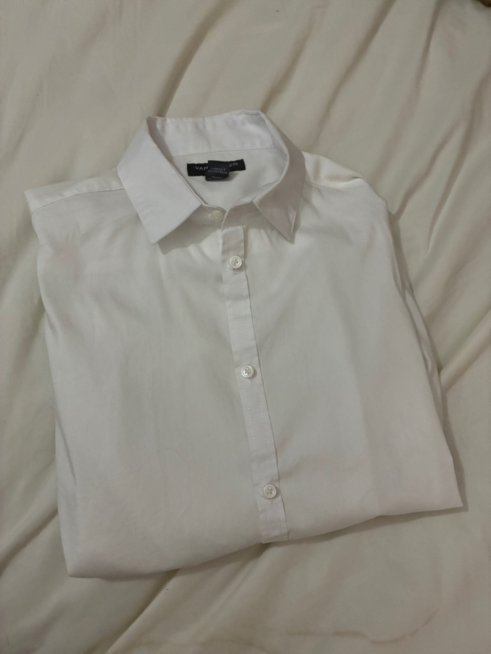 Van Heusen White Men’s Dress Shirt - Classic Button-Front